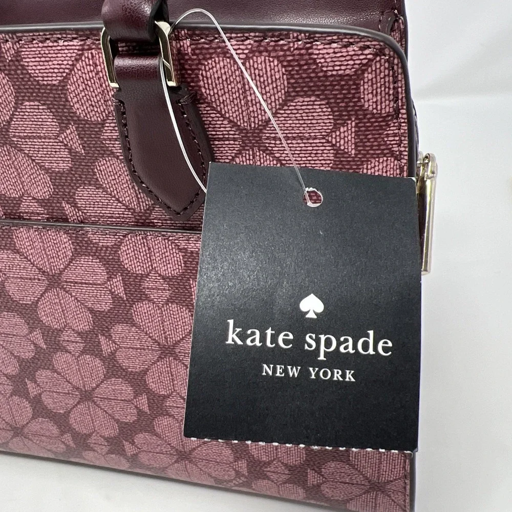 Kate Spade Flower Small Crossbody Bag Satchel Madison Granache Merlot Berry Tote